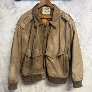G-III Global Identity Leather Bomber Jacket Brown Korea Size 18/20 25x25.5